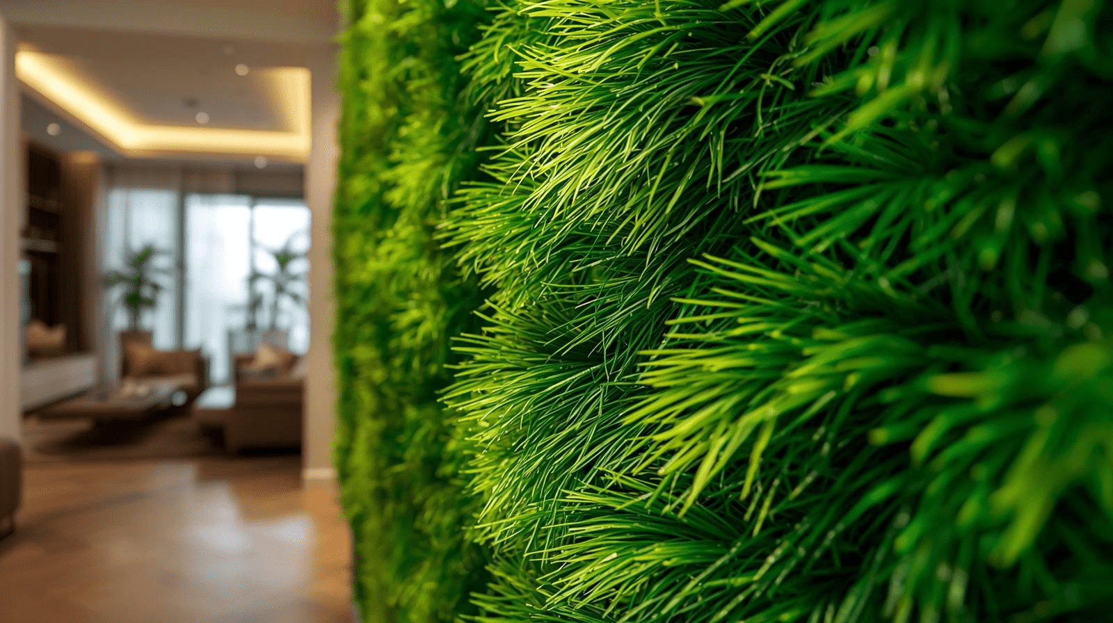 Kunstrasen an der Wand 